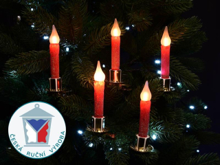 LED svíčky na skřipci – ZLATÉ – ČERVENÉ